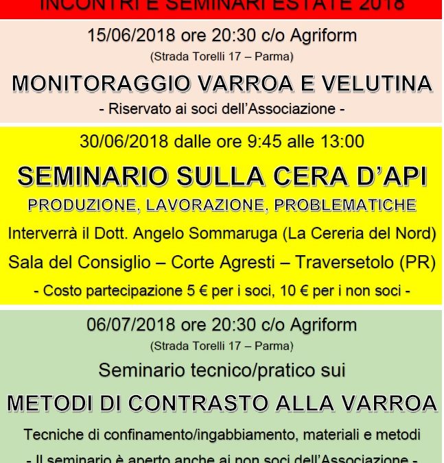 Incontri e seminari estate 2018