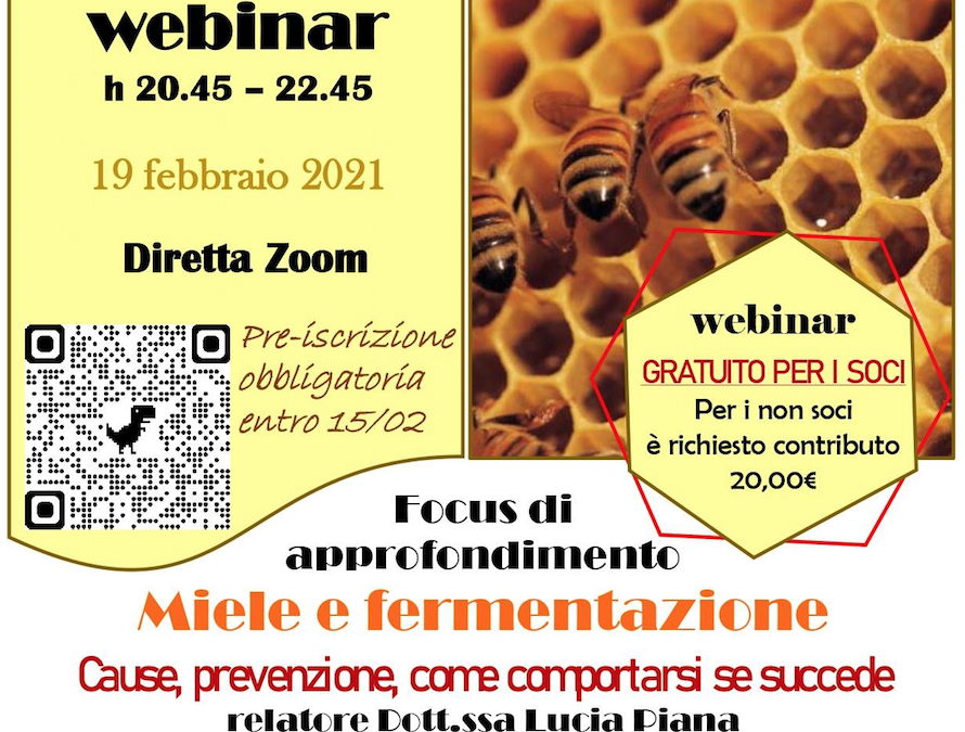 Miele e fermentazione. Cause, prevenzione e come comportarsi se succede – Webinar 19/02 ore 20:45